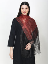 Load image into Gallery viewer, Pure silk black and rust colour stole