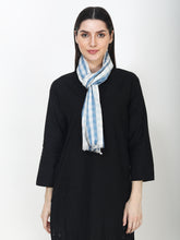 Load image into Gallery viewer, Checked pure grey and blue cotton stole