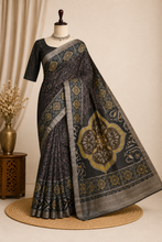Load image into Gallery viewer, Handwoven printed tussar silk saree