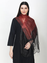 Load image into Gallery viewer, Pure silk black and rust colour stole

