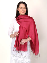 Load image into Gallery viewer, Maroon tussar and viscose stole
