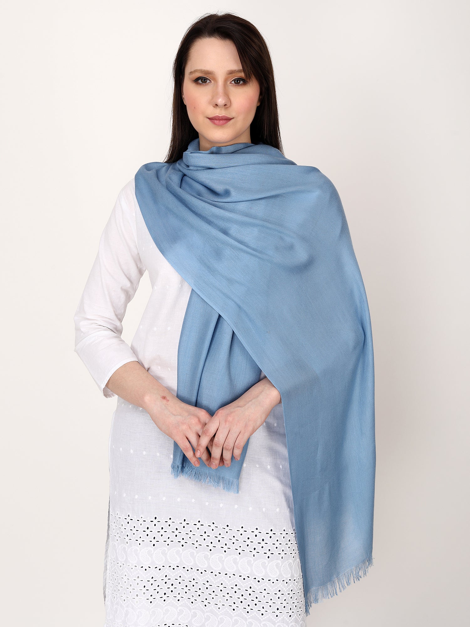 Blue color unisex winter stole