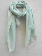 Load image into Gallery viewer, Light Turquoise tussar and viscose stole
