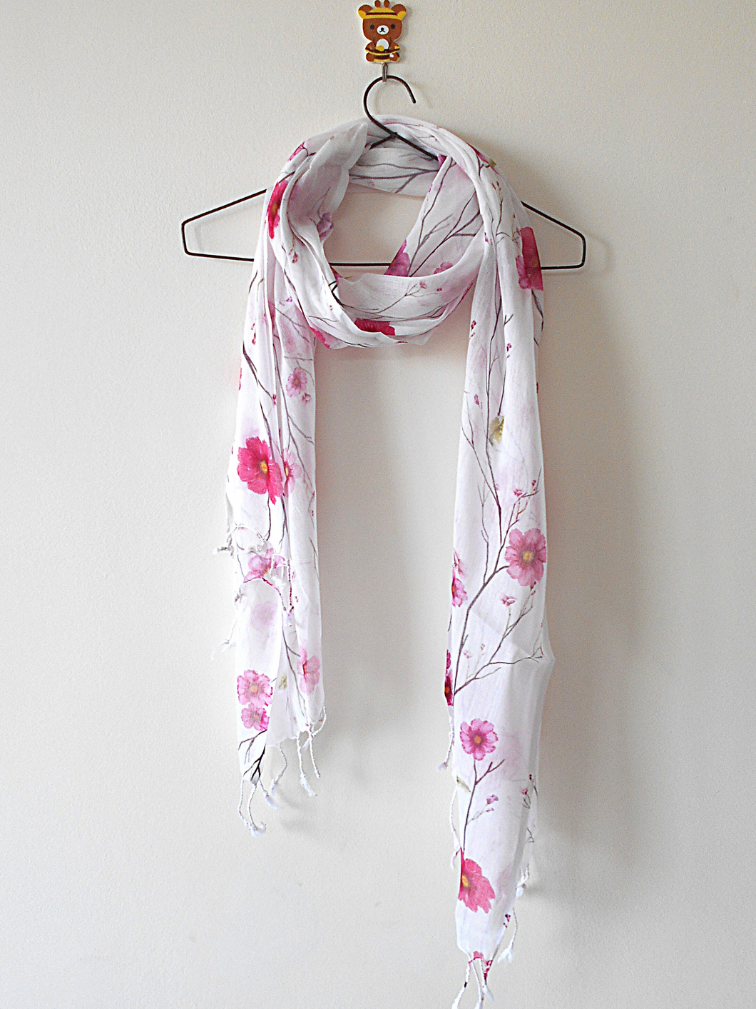 Pink Floral Digital Print Silk and Cotton stole