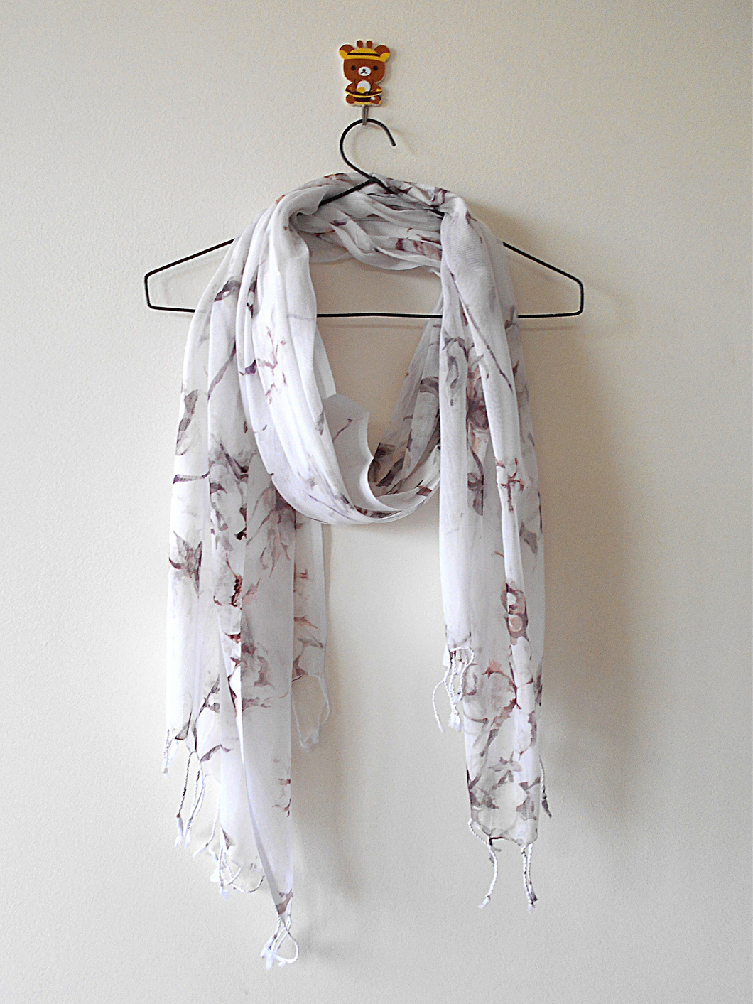 Brown Floral Digital Print Silk and Cotton stole