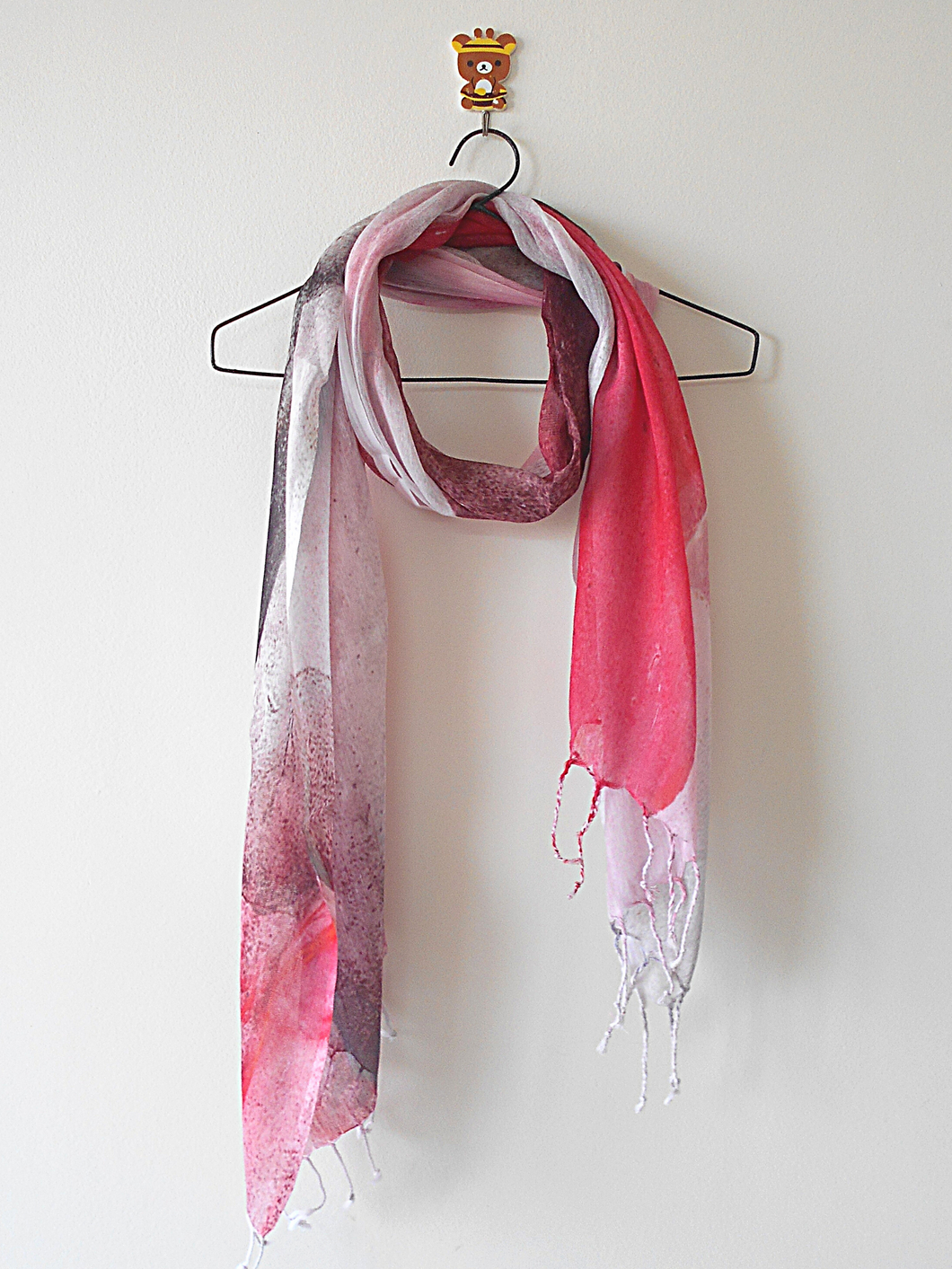 Red Abstract Digital Print Silk and Cotton stole