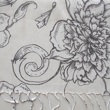 Load image into Gallery viewer, Black, White and Beige Floral Digital Print Silk and Cotton stole
