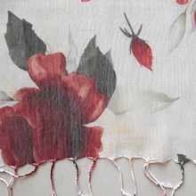 Load image into Gallery viewer, Maroon Floral Digital Print Silk and Cotton stole
