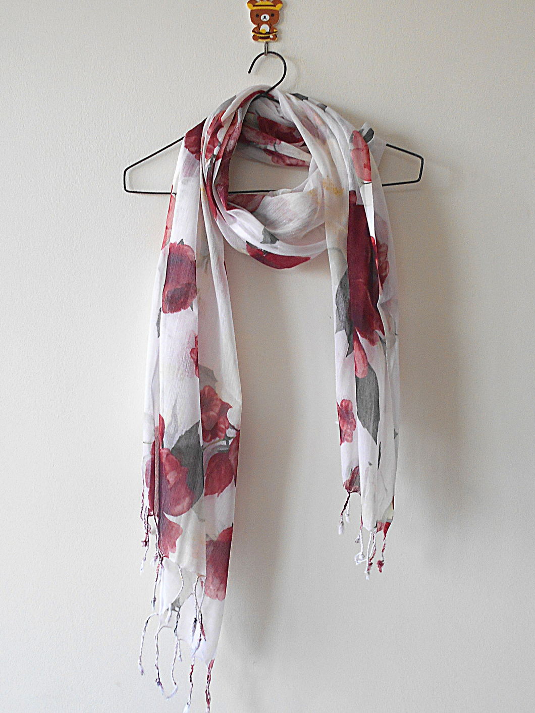 Maroon Floral Digital Print Silk and Cotton stole